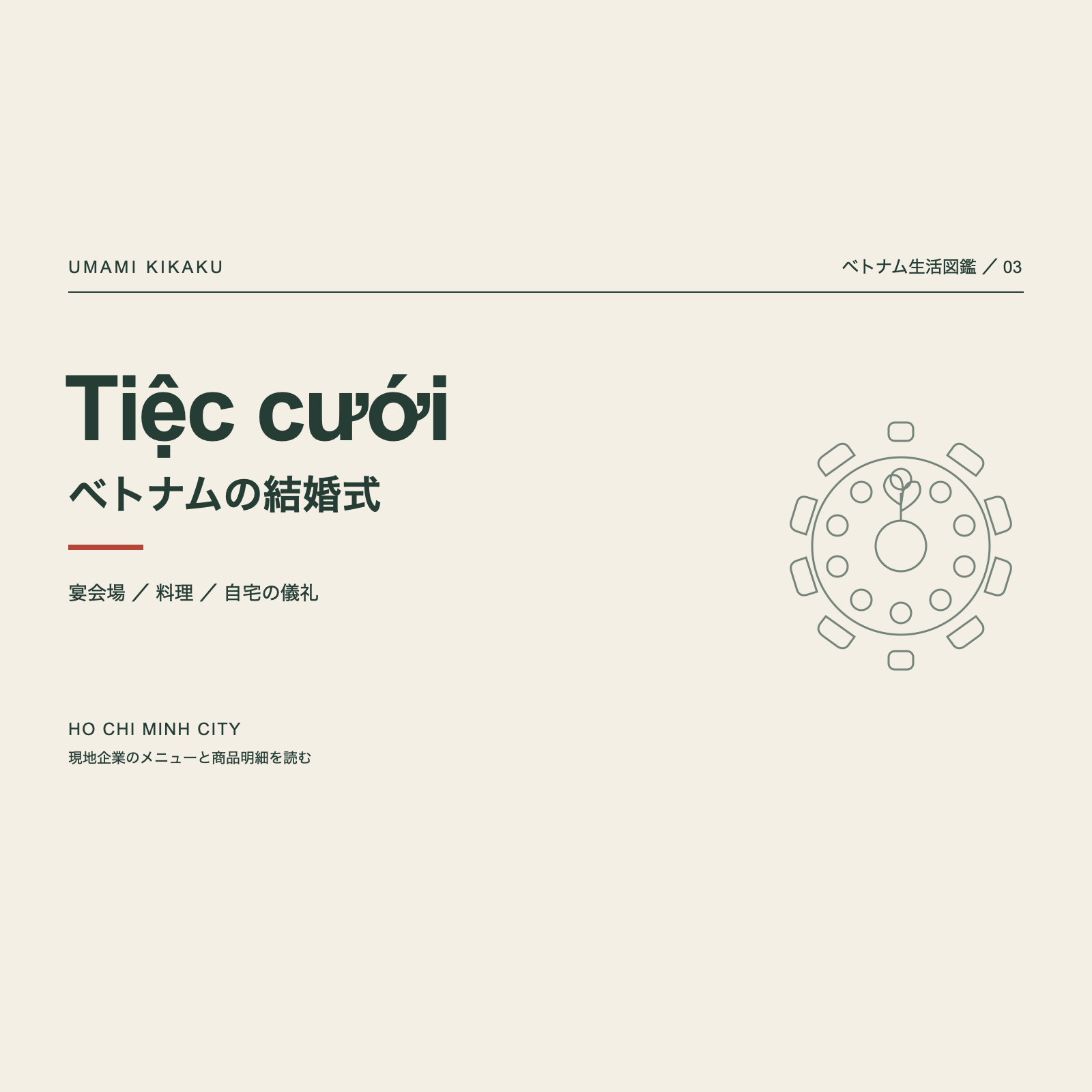 ベトナム生活図鑑03。Tiệc cưới、ベトナムの結婚式。宴会場、料理、自宅の儀礼。
