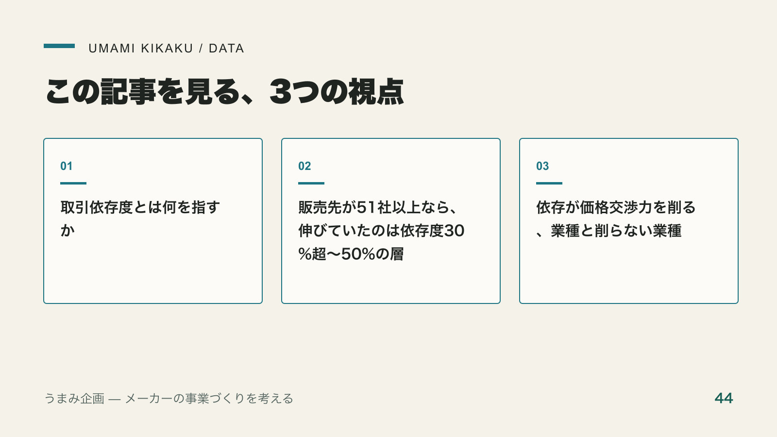1社依存は悪か。販売先51社以上では依存度30〜50%が最も伸びていたで押さえる3つの視点