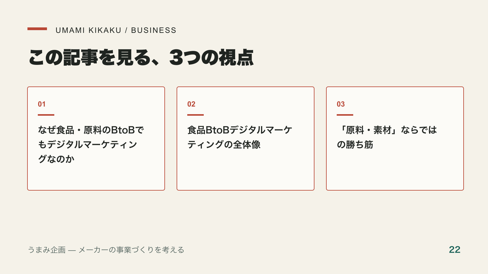 食品・原料のデジタルマーケティング、何から始めるかの地図で押さえる3つの視点