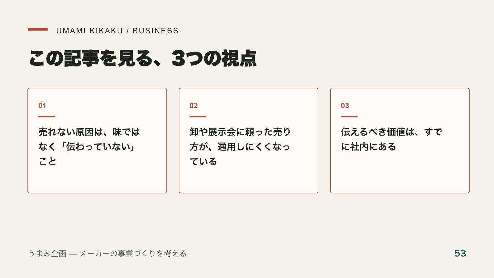 いい商品なのに売れない食品メーカーが、まず見直すべきことで押さえる3つの視点